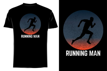 Running man silhouette t-shirt mockup retro vintageのイラスト素材