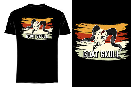 Goat skull t-shirt mockup retro vintageのイラスト素材