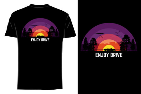 Enjoy drive silhouette t-shirt mockup retro vintageのイラスト素材