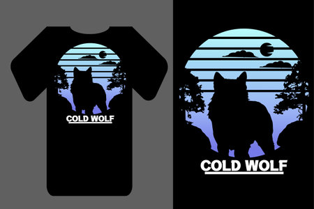 Wold wolf silhouette t-shirt mockup retro vintageのイラスト素材