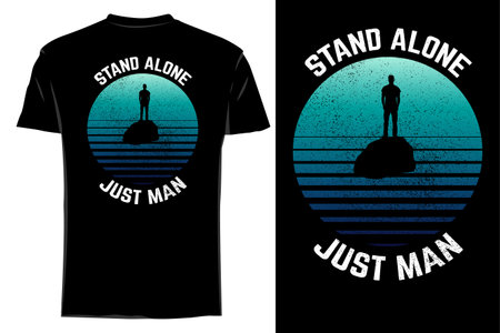 Just man silhouette t-shirt mockup retro vintageのイラスト素材