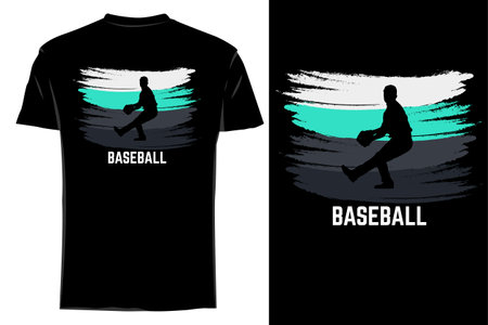 Pitcher baseball silhouette t-shirt mockup retro vintageのイラスト素材
