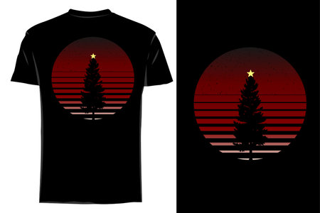 Christmas silhouette t-shirt mockup retro vintageのイラスト素材