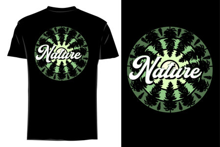 Nature silhouette t-shirt mockup retro vintageのイラスト素材