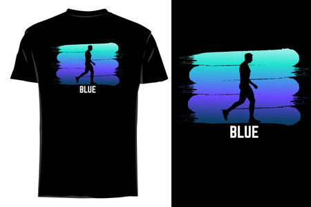 Blue silhouette t-shirt mockup retro vintageのイラスト素材