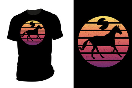 Run horse silhouette t-shirt mockup retro vintageのイラスト素材