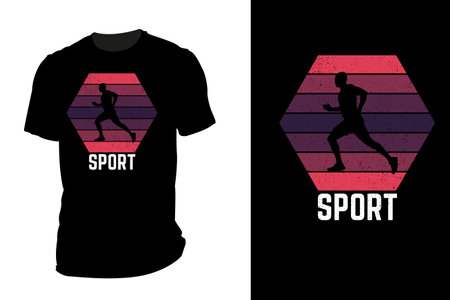 Sport silhouette t-shirt mockup retro vintageのイラスト素材