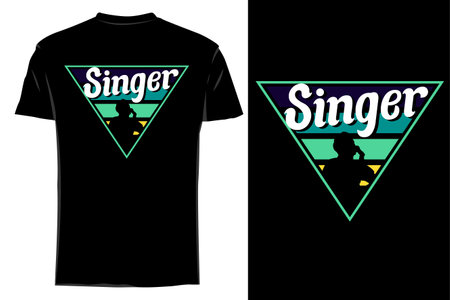 Singer silhouette t-shirt mockup retro vintageのイラスト素材