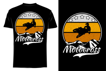 Motocross at mountain t shirt mockup silhouette retro vintageのイラスト素材