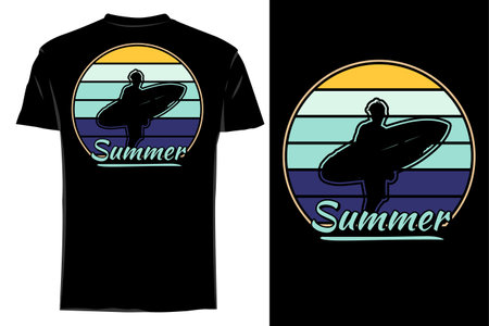 Summer silhouette t shirt mockup retro vintageのイラスト素材