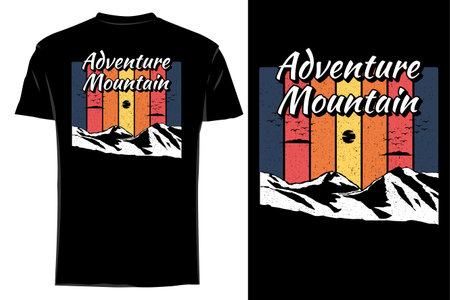 Adventure mountain silhouette t shirt mockup retro vintageのイラスト素材