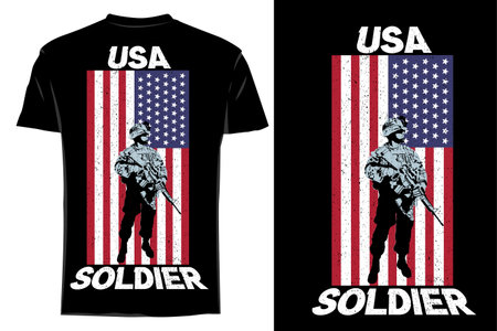 Soldier silhouette t shirt mockup retro vintageのイラスト素材