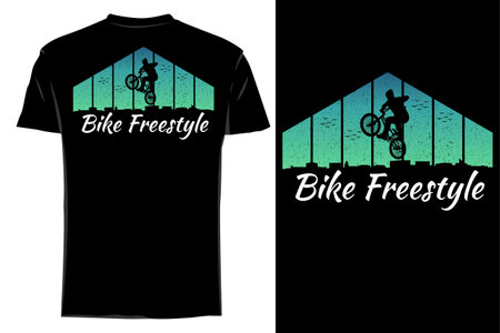 Bike freestyle silhouette t shirt mockup retro vintageのイラスト素材