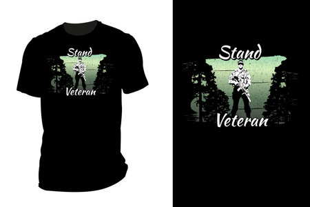 Stand veteran silhouette t shirt mockup retro vintageのイラスト素材