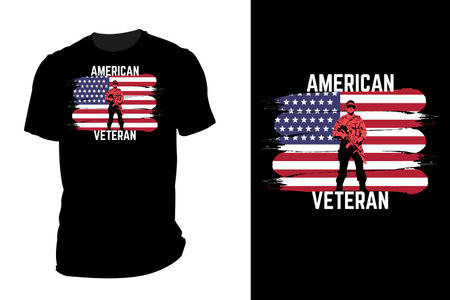 American veteran silhouette t shirt mockup retro vintageのイラスト素材