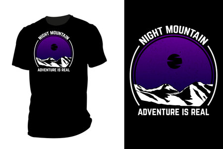 Night mountain silhouette t shirt mockup retro vintageのイラスト素材