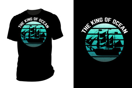 The king of ocean silhouette t shirt mockup retro vintageのイラスト素材