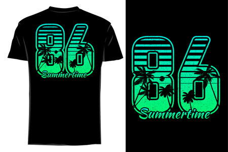 Summertime in 86 silhouette t shirt mockup retro vintageのイラスト素材