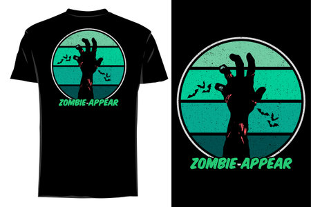 Halloween zombie appear silhouette t shirt mockup retro vintageのイラスト素材