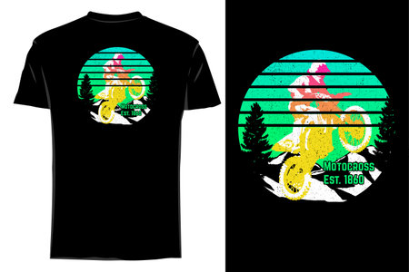 Motocross adventure silhouette t shirt mockup retro hand drawnのイラスト素材