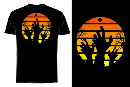 Nightmare zombie hand silhouette t shirt mockup retro vintageのイラスト素材