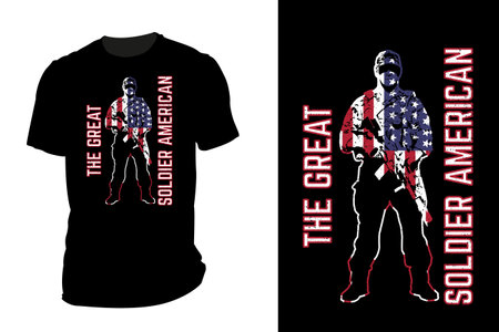 The great soldier american t shirt mockup silhouette retro vintageのイラスト素材