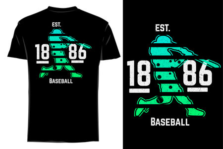 Bat baseball silhouette t shirt mockup retro vintageのイラスト素材