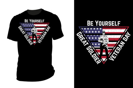 Be yourself veteran day t shirt mockup silhouette retro vintageのイラスト素材