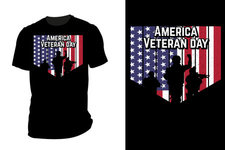 America veteran day t shirt mockup silhouette retro vintageのイラスト素材