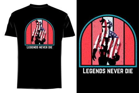 Legends never die silhouette t shirt mockup retro vintageのイラスト素材