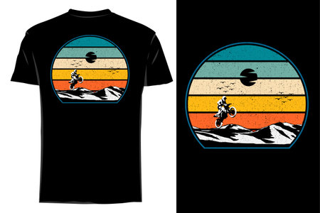Motocross jump silhouette t shirt mockup retro vintageのイラスト素材