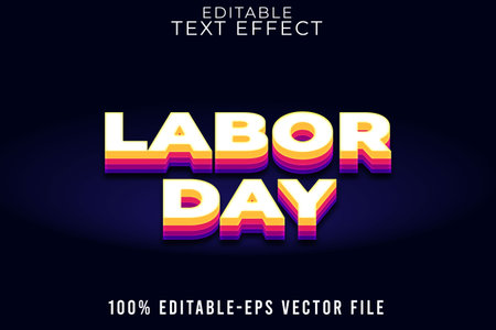 EDITABLE TEXT EFFECT LABOR DAY MODERN STYLEのイラスト素材