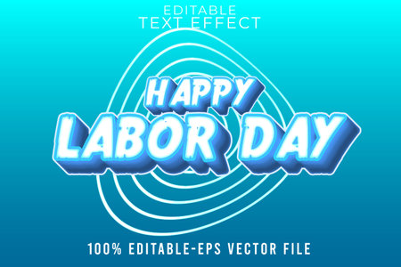 EDITABLE TEXT EFFECT LABOR DAY STYLE WITH GLOW BLUEのイラスト素材