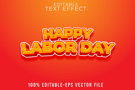 EDITABLE TEXT EFFECT LABOR DAY WITH CHROME EMBOSSのイラスト素材