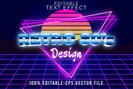 EDITABLE TEXT EFFECT RETRO 80'S DESIGN WITH RETRO STYLEのイラスト素材