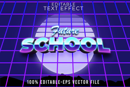 EDITABLE TEXT EFFECT FUTURE SCHOOL WITH RETRO 80'S STYLEのイラスト素材