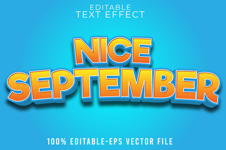EDITABLE TEXT EFFECT NICE SEPTEMBER WITH NEW CARTOON STYLEのイラスト素材