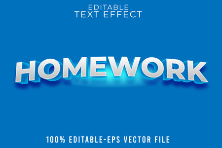EDITABLE TEXT EFFECT HOMEWORK WITH MODERN STYLEのイラスト素材