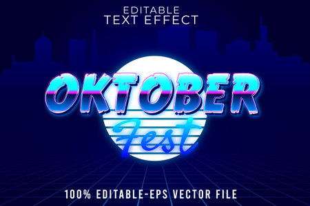 EDITABLE TEXT EFFECT OKTOBERFEST WITH NEW RETRO 80'S GALAXY STYLEのイラスト素材