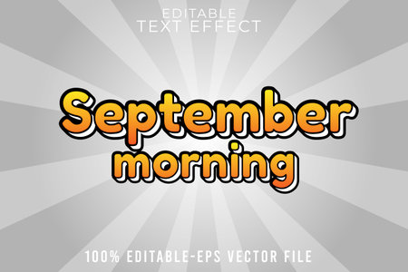 Editable text effect September morning with emboss comic styleのイラスト素材