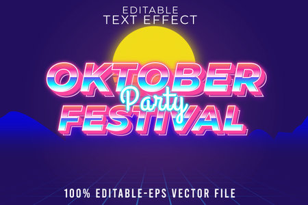 Editable text effect October festival with modern retro styleのイラスト素材