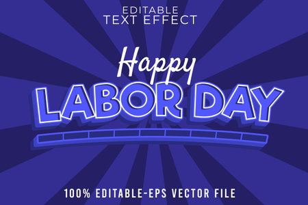 Editable text effect labor day with classic blue styleのイラスト素材