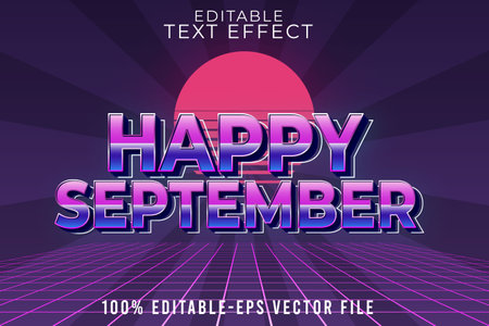 Editable text effect happy September with modern retro styleのイラスト素材