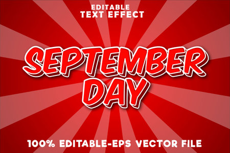 Editable text effect september day with comic modern styleのイラスト素材