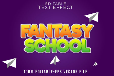 Editable text effect fantasy school with modern cartoon styleのイラスト素材