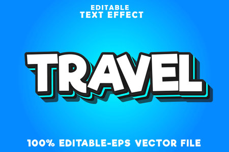 Editable text effect Travel with modern cartoon styleのイラスト素材