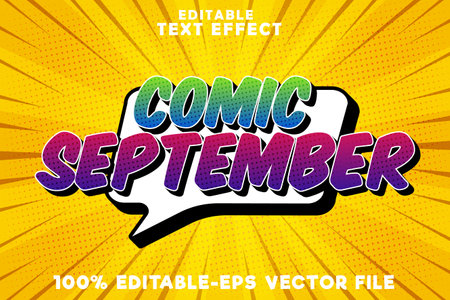 Editable text effect comic September with September new comic styleのイラスト素材
