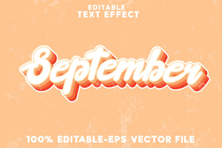 Editable text effect September with new vintage orange styleのイラスト素材