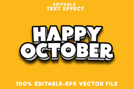 Editable text effect happy October with simple comic styleのイラスト素材