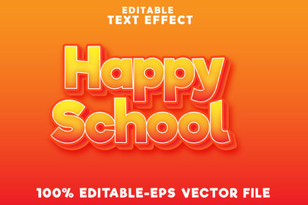 Editable text effect happy school with fancy happy styleのイラスト素材